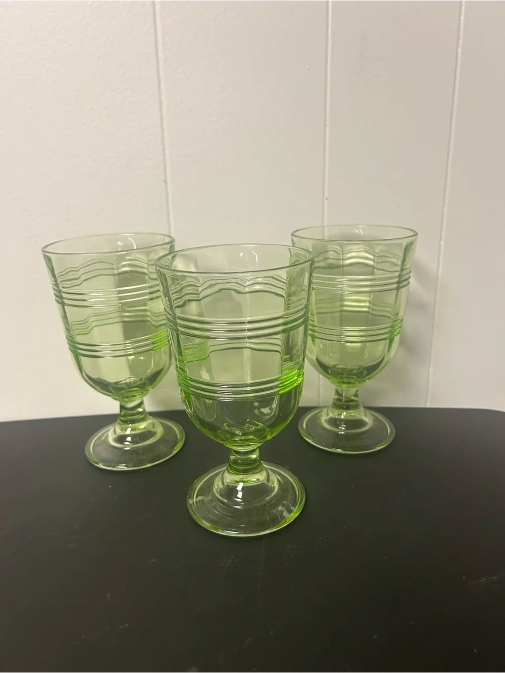 Martha Stewart Lime Green Glass Goblets - Set of 3